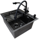 Комплект кухонной мойки Kraft HS 600Х450 NANO BLACK PVD (3.0/1.0 мм) S3751 фото 3