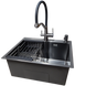 Комплект кухонной мойки Kraft графит HS 600Х450мм NANO BLACK PVD Декор (3.0/1.0 мм)+Смеситель для кухни с подключением к фильтру Kroner KRP Edelstahl Klassisch - PVD03817BLK S5140 фото 3