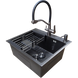 Комплект кухонной мойки Kraft графит HS 600Х450мм NANO BLACK PVD Декор (3.0/1.0 мм)+Смеситель для кухни с подключением к фильтру Kroner KRP Edelstahl Klassisch - PVD03817BLK S5140 фото 2