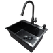 Комплект кухонной мойки Kraft NANO BLACK PVD HS60*45 (3.0/1.0 мм) декор S3850 фото 3