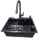 Комплект кухонной мойки Kraft NANO BLACK PVD HS60*45 (3.0/1.0 мм) декор S3850 фото 2