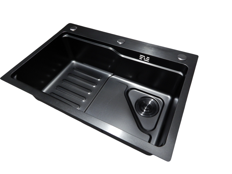 Комплект кухонної мийки Kraft HM 7546 NANO BLACK S4916 фото