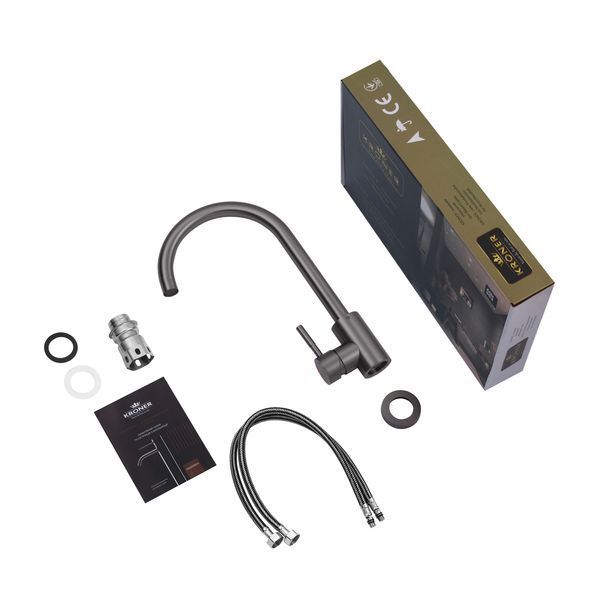 Комплект кухонна мийка Kroner Schwarze-6350HM PVD + змішувач Edelstahl Klassisch-SCH035PVD + дозатор Spender-SCH049 CVS30124 фото