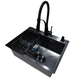 Комплект кухонної мийки Kraft NANO BLACK PVD HS60*45 (3.0/1.0 мм) декор S3752 фото 5