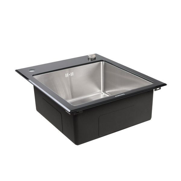 Кухонна мийка Platinum Handmade BLACK GLASS 600x510x200 23641 фото