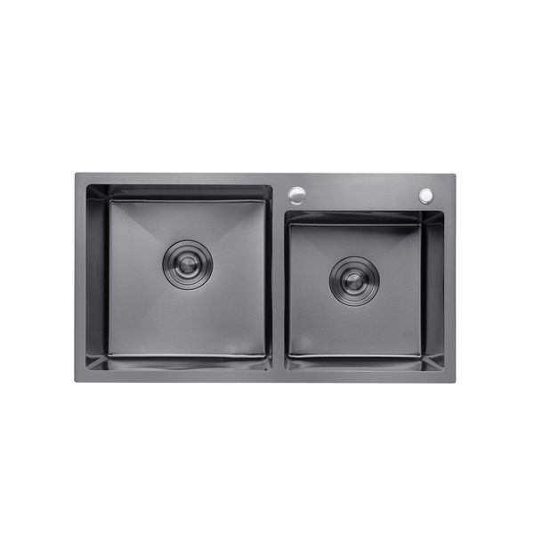 Комплект кухонної мийки Kroner KRP Schwarze - 7843ZHM PVD (3.0/1.0 мм) S4768 фото