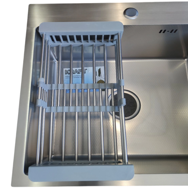 Комплект кухонной мойки Kraft HM 5448 Декор (3.0/1.0 мм)+Смеситель для кухни Kroner KRP Edelstahl Klassisch &ndash; ESG031BLK S4818 фото