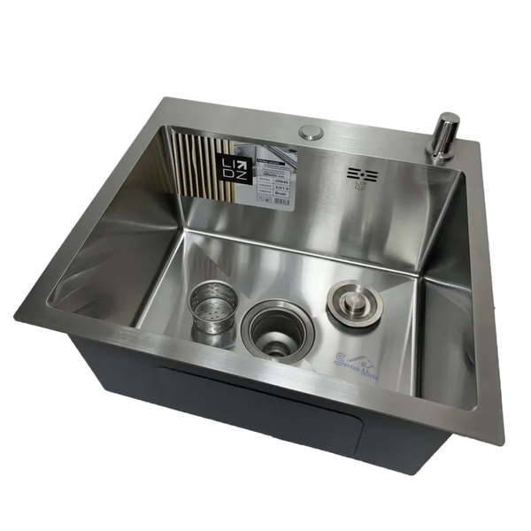 Комплект кухонної мийки Lidz Handmade H5050 Brushed Steel 3,0/1,0 мм S4818 фото