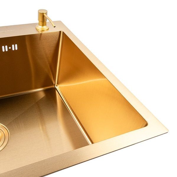 Кухонная мойка нержавеющая сталь PVD Gold для кухни VALESO 60*50 Handmade 3.0/0.8 54062 фото