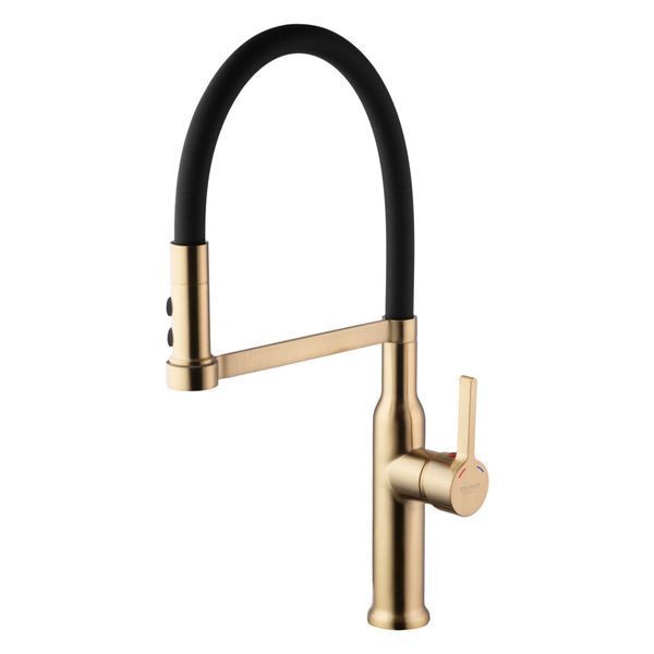Комплект кухонной мойки Kraft NANO GOLD PVD HS60*45 (3.0/1.0 мм) декор S31070 фото