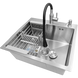 Комплект кухонной мойки Kraft HM 5448 Декор (3.0/1.0 мм)+Смеситель для кухни Kroner KRP Edelstahl Klassisch &ndash; ESG031BLK S4818 фото 7