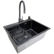 Комплект кухонной мойки Kraft NANO BLACK PVD HS60*45 (3.0/1.0 мм) декор S5407 фото 6