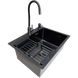 Комплект кухонной мойки Kraft NANO BLACK PVD HS60*45 (3.0/1.0 мм) декор S5407 фото 8