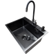 Комплект кухонной мойки Kraft NANO BLACK PVD HS60*45 (3.0/1.0 мм) декор S5407 фото 11
