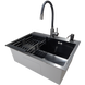 Комплект кухонной мойки Kraft NANO BLACK PVD HS60*45 (3.0/1.0 мм) декор S5407 фото 5