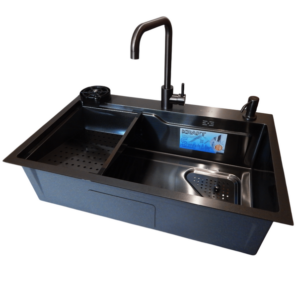 Комплект кухонної мийки Kraft HM 7546 NANO BLACK S4919 фото