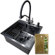 Комплект кухонної мийки Kraft HM 50х50 NANO BLACK PVD (3.0/1.0 мм) DEKOR S4789 фото 1