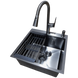 Комплект кухонної мийки Kraft HM 50х50 NANO BLACK (DECOR) PVD (3.0/1.0 мм) S5143 фото 4