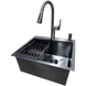 Комплект кухонної мийки Kraft HM 50х50 NANO BLACK (DECOR) PVD (3.0/1.0 мм) S5143 фото 3