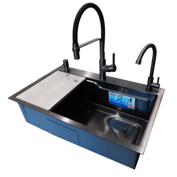 Комплект кухонної мийки Kraft HM 7546 NANO BLACK S4920 фото