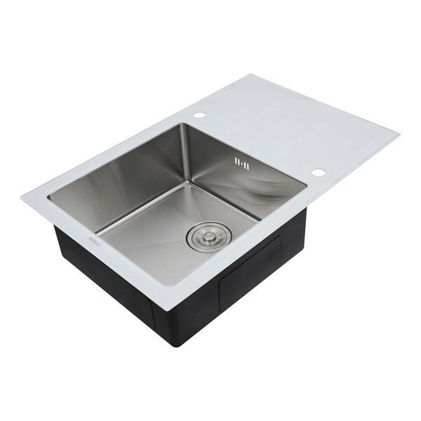 Кухонна мийка Platinum Handmade WHITE GLASS 780х510х200 23645 фото