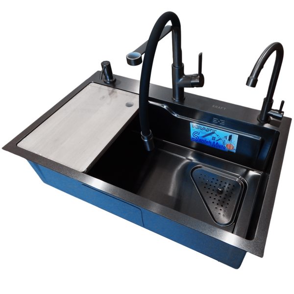 Комплект кухонної мийки Kraft HM 7546 NANO BLACK S4920 фото