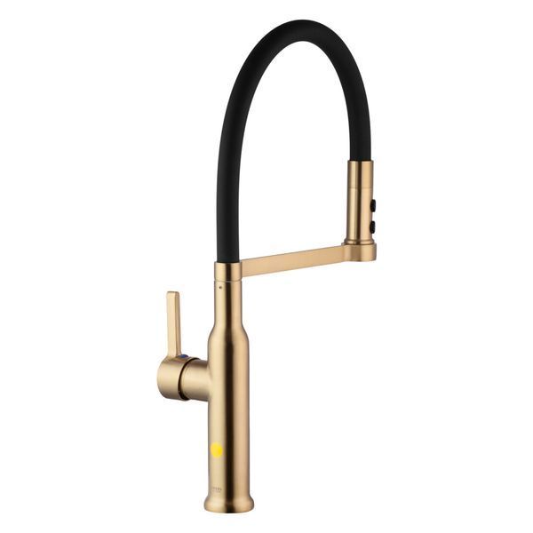 Комплект кухонної мийки Kraft NANO GOLD PVD HS60*45 (3.0/1.0 мм) декор S5036 фото