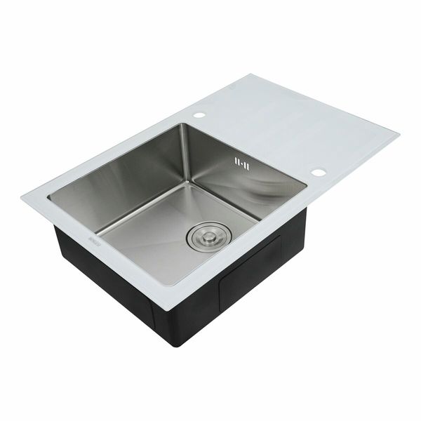 Кухонна мийка Platinum Handmade WHITE GLASS 780х510х200 23645 фото