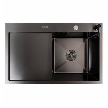 Кухонна мийка CM 78*50 R чорна PVD VALESO Handmade (круглий сифон 3,0/0,8) 45906 фото