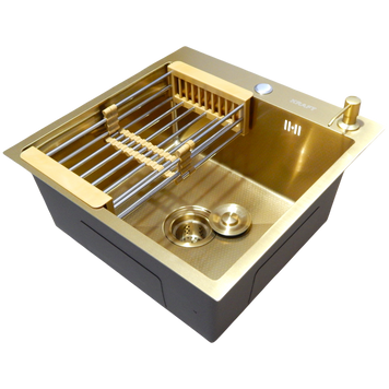 Кухонна мийка Kraft Handmade HM NANO GOLD PVD HS50*50 (3.0/1.0 мм) декор SM550451 фото