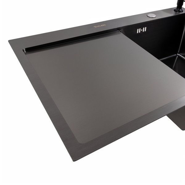 Кухонная мойка CM 78*50 R черная PVD VALESO Handmade (круглый сифон 3,0/0,8) 45906 фото