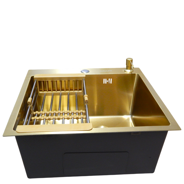 Кухонна мийка Kraft Handmade HM NANO GOLD PVD HS50*50 (3.0/1.0 мм) декор SM550451 фото