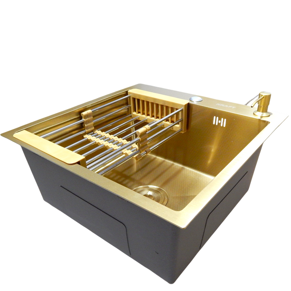 Кухонна мийка Kraft Handmade HM NANO GOLD PVD HS50*50 (3.0/1.0 мм) декор SM550451 фото