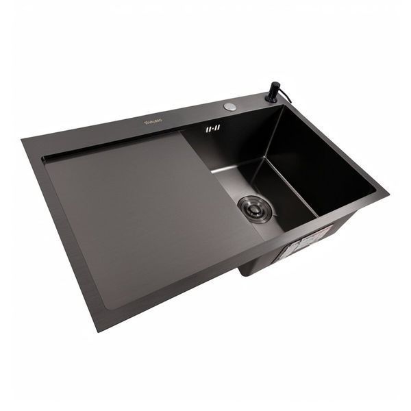 Кухонная мойка CM 78*50 R черная PVD VALESO Handmade (круглый сифон 3,0/0,8) 45906 фото