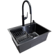 Комплект кухонной мойки Kraft NANO BLACK PVD HS54*48 (3.0/1.0 мм) декор S3688 фото 3