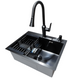 Комплект кухонной мойки Kraft NANO BLACK PVD HS60*45 (3.0/1.0 мм) декор S5004 фото 1