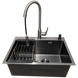 Комплект кухонної мийки Kraft NANO BLACK DECOR PVD HS60*45 (3.0/1.0 мм)+Змішувач для кухні з висувним виливом Kroner KRP Graz - GRP030-T S5018 фото 4