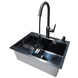 Комплект кухонной мойки Kraft NANO BLACK PVD HS60*45 (3.0/1.0 мм) декор S5004 фото 4