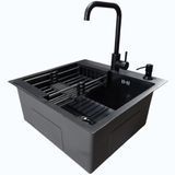 Комплект кухонной мойки Kraft HM 50х50 NANO BLACK PVD (3.0/1.0 мм) S3555 фото