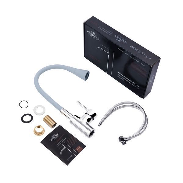 Комплект кухонна мийка Kroner Geb&uuml;rstet-6350RHM + змішувач K&uuml;che-C031GRA + дозатор Spender-016 CVS30128 фото