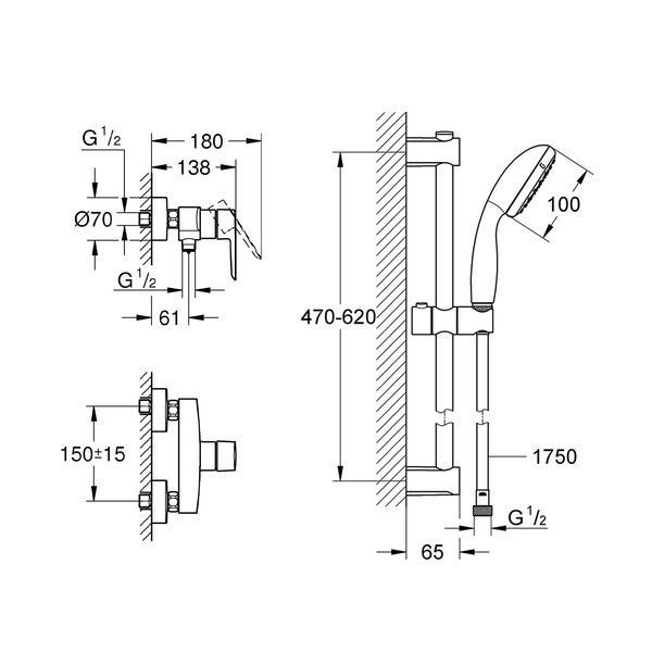 Змішувач для душу Grohe QuickFix Start Black UA30330801 CV032743 фото
