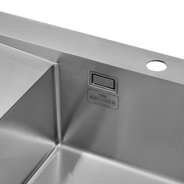 Комплект кухонна мийка Kroner Geb&uuml;rstet-6350RHM + змішувач K&uuml;che-C031GRA + дозатор Spender-016 CVS30128 фото