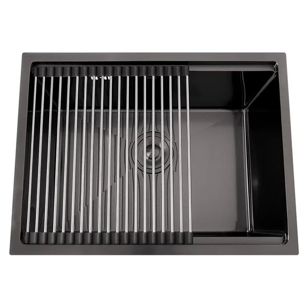 Мийка для кухні чорна під стільницю з PVD покриттям багатофункціональна Nett NB-5742 170 фото