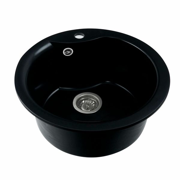 Гранітна мийка для кухні Platinum 480 TURAS матова Чорна 3317 фото