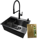 Комплект кухонної мийки Kraft NANO BLACK PVD HS 540*480мм Декор (3.0/1.0 мм)+Змішувач для кухні Kroner KRP Ersel - SCH03112BLK S4921 фото 1