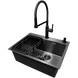 Комплект кухонної мийки Kraft NANO BLACK PVD HS 540*480мм Декор (3.0/1.0 мм)+Змішувач для кухні Kroner KRP Ersel - SCH03112BLK S4921 фото 2