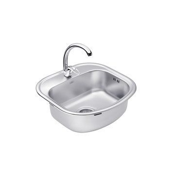 Набір кухонна мийка Kroner KRP Satin - 4749 (0.8 мм) + змішувач для кухні Agua Leon - C032 CV031802 фото
