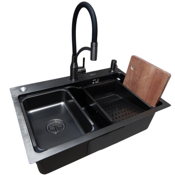 Комплект кухонної мийки Kraft HM 6846 NANO BLACK S4822 фото