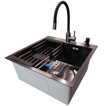 Комплект кухонної мийки Kraft -NANO BLACK 5050HM PVD S4828 фото