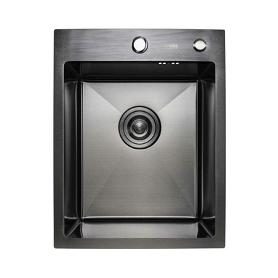Кухонна мийка Platinum Handmade PVD чорна HSBB 400х500х230 (з кріпленням+повна комплектація) 23648 фото